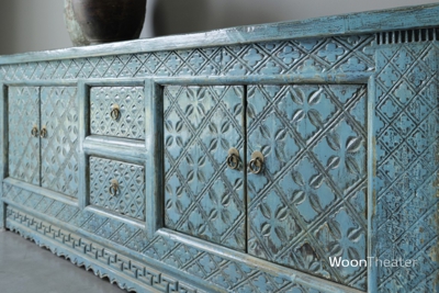 Tv dressoir snijwerk | blauw