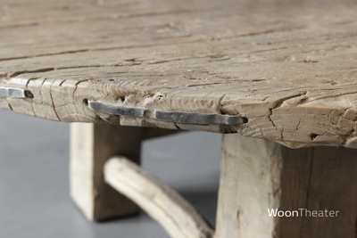 Ronde salontafel oud hout