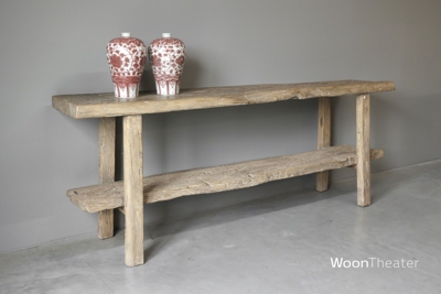 Robuuste wandtafel oud hout