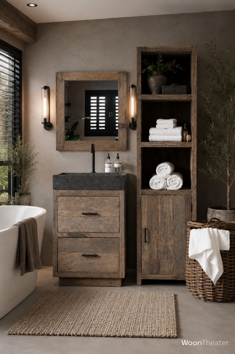 Badkamermeubel oud hout | 2 lades | Antwerpen
