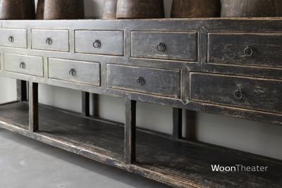 Sideboard 11 lades | verweerd zwart