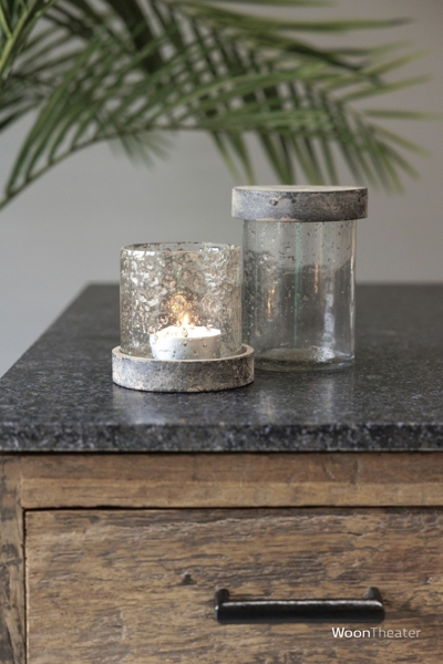 Landelijk glazen windlicht | pot | Small