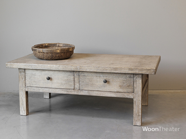 Salontafel met 2 lade | oud hout