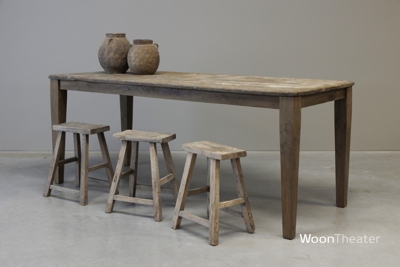 Antieke landelijke eettafel | oud teakhout