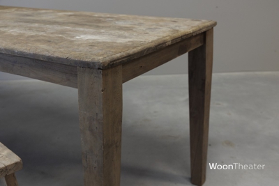 Antieke landelijke eettafel | oud teakhout
