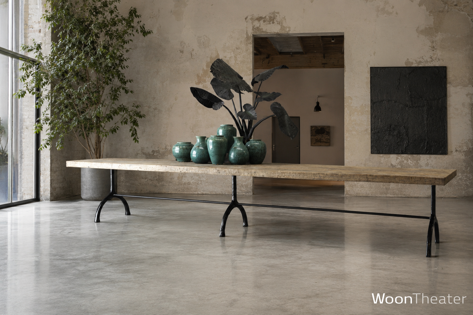 XXL eettafel op gietijzeren onderstel | India