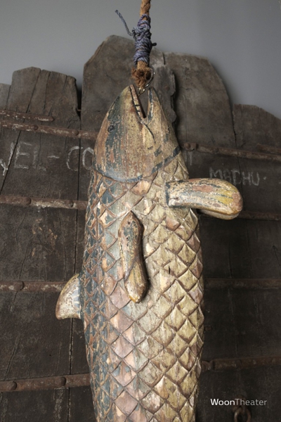 Authentieke beschilderde houten vis | India