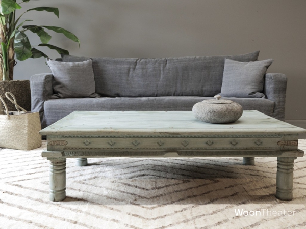 Vintage salontafel | blauw/groen | India