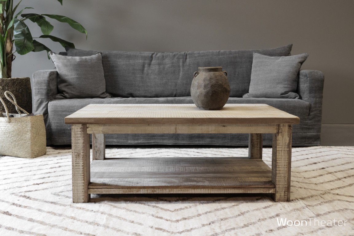 Vintage salontafel met plank | oud hout