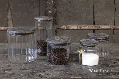 Voorraad pot ribbel glas met deksel