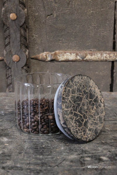 Voorraad pot ribbel glas met deksel