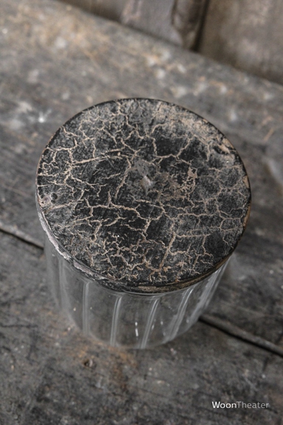 Voorraad pot ribbel glas met deksel