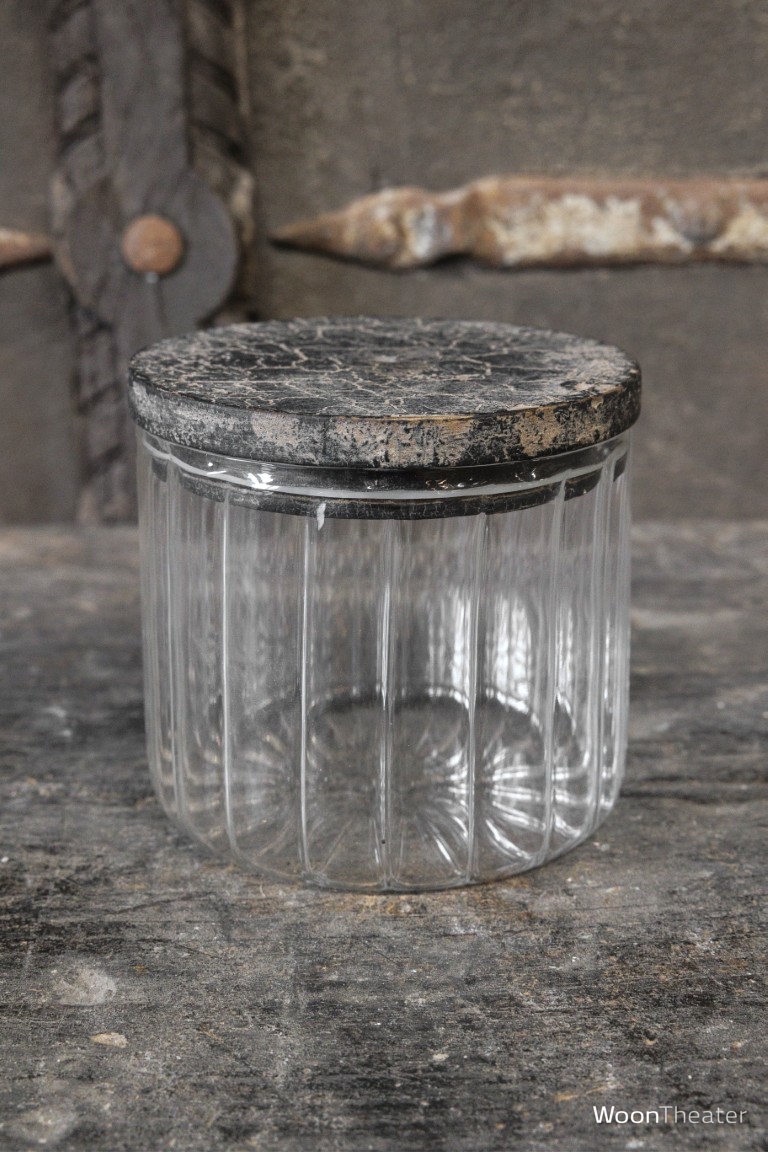 Voorraad pot ribbel glas met deksel