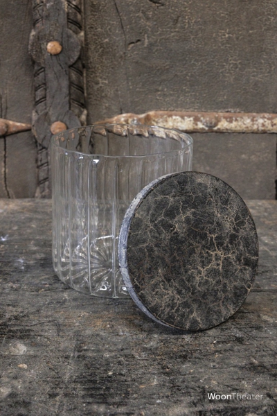 Voorraad pot ribbel glas met deksel