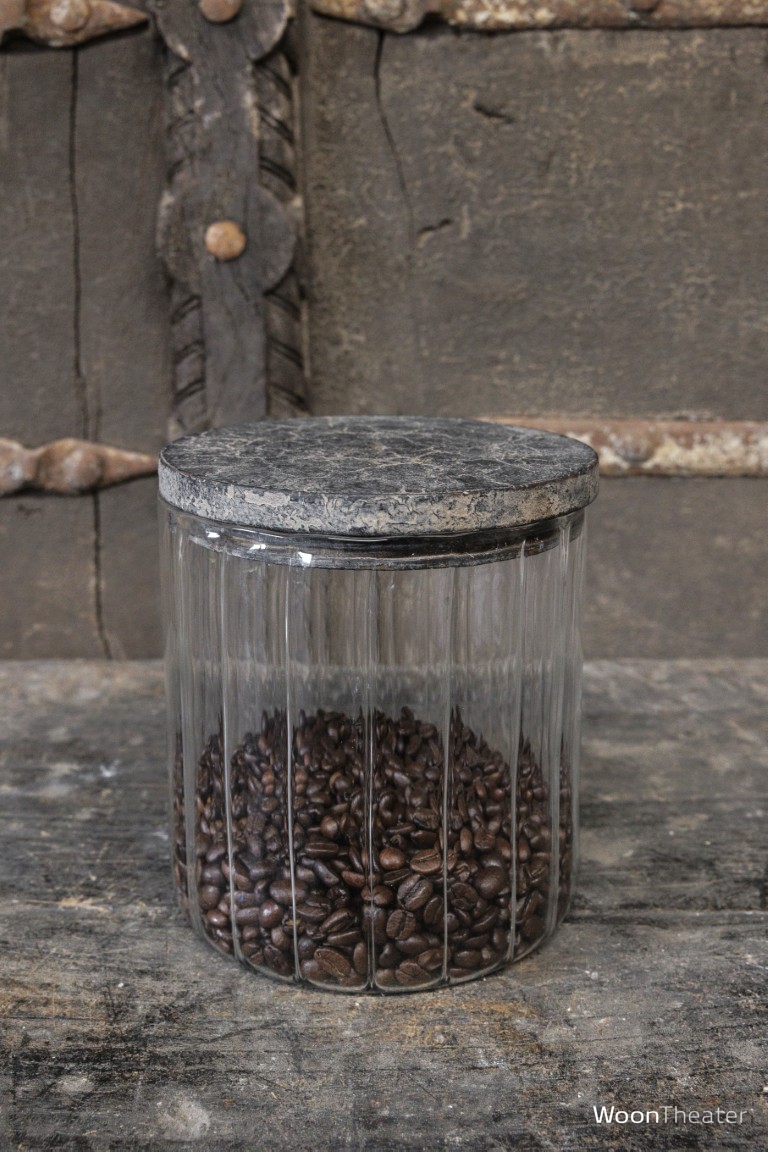 Voorraad pot ribbel glas met deksel