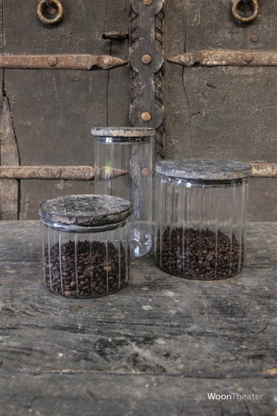 Voorraad pot ribbel glas met deksel