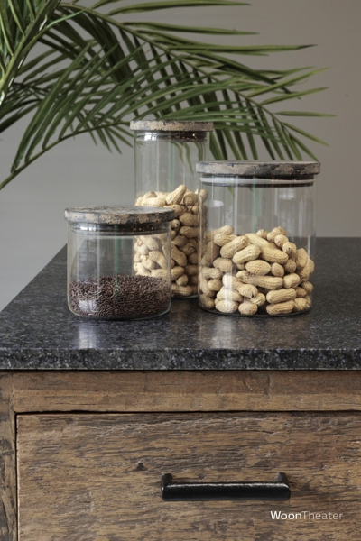 Voorraad pot Plain glas met deksel | Medium