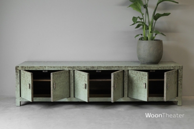 Tv dressoir 6 drs | antiek groen