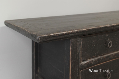 Origineel oud dressoir laag | elmhout zwart