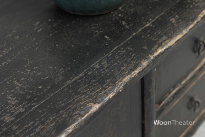 Origineel oud dressoir laag | elmhout zwart