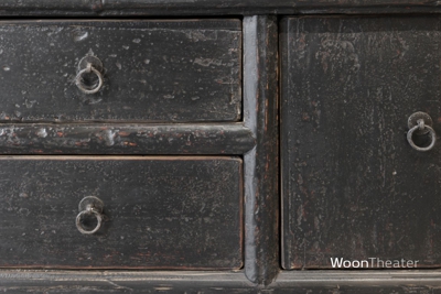 Origineel oud dressoir laag | elmhout zwart