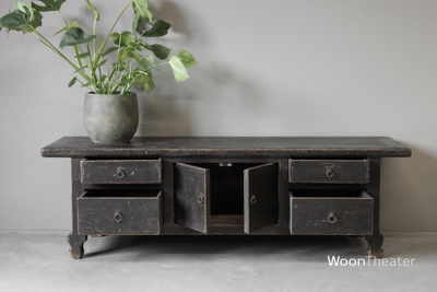 Authentiek laag dressoir | zwart