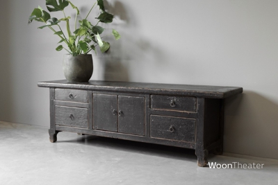 Authentiek laag dressoir | zwart