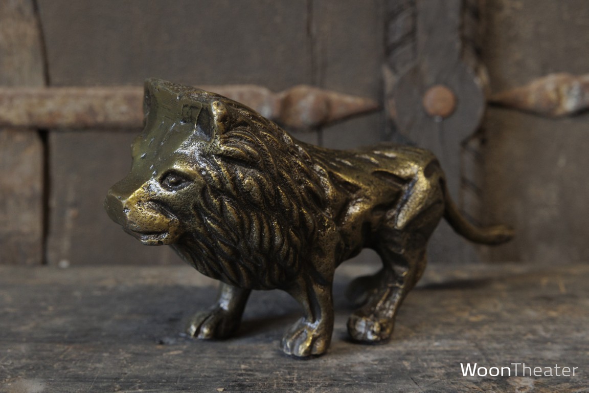 Vintage beeldje brass leeuw