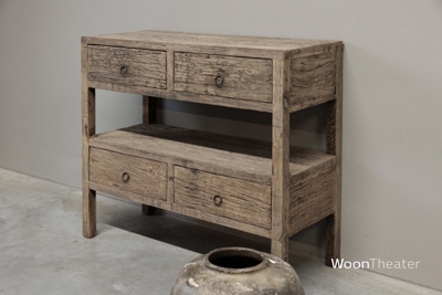 Wandtafel oud hout met 4 lade