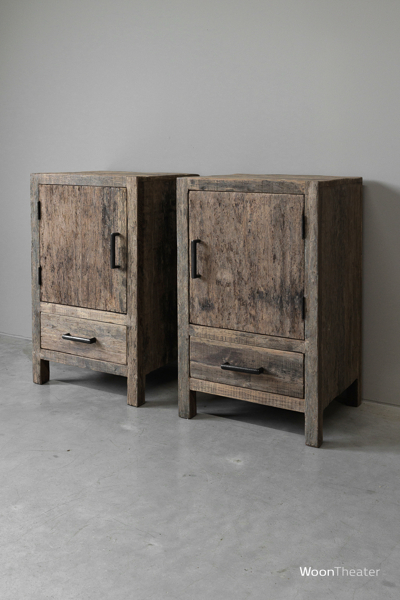 Set/2 nachtkastje oud hout