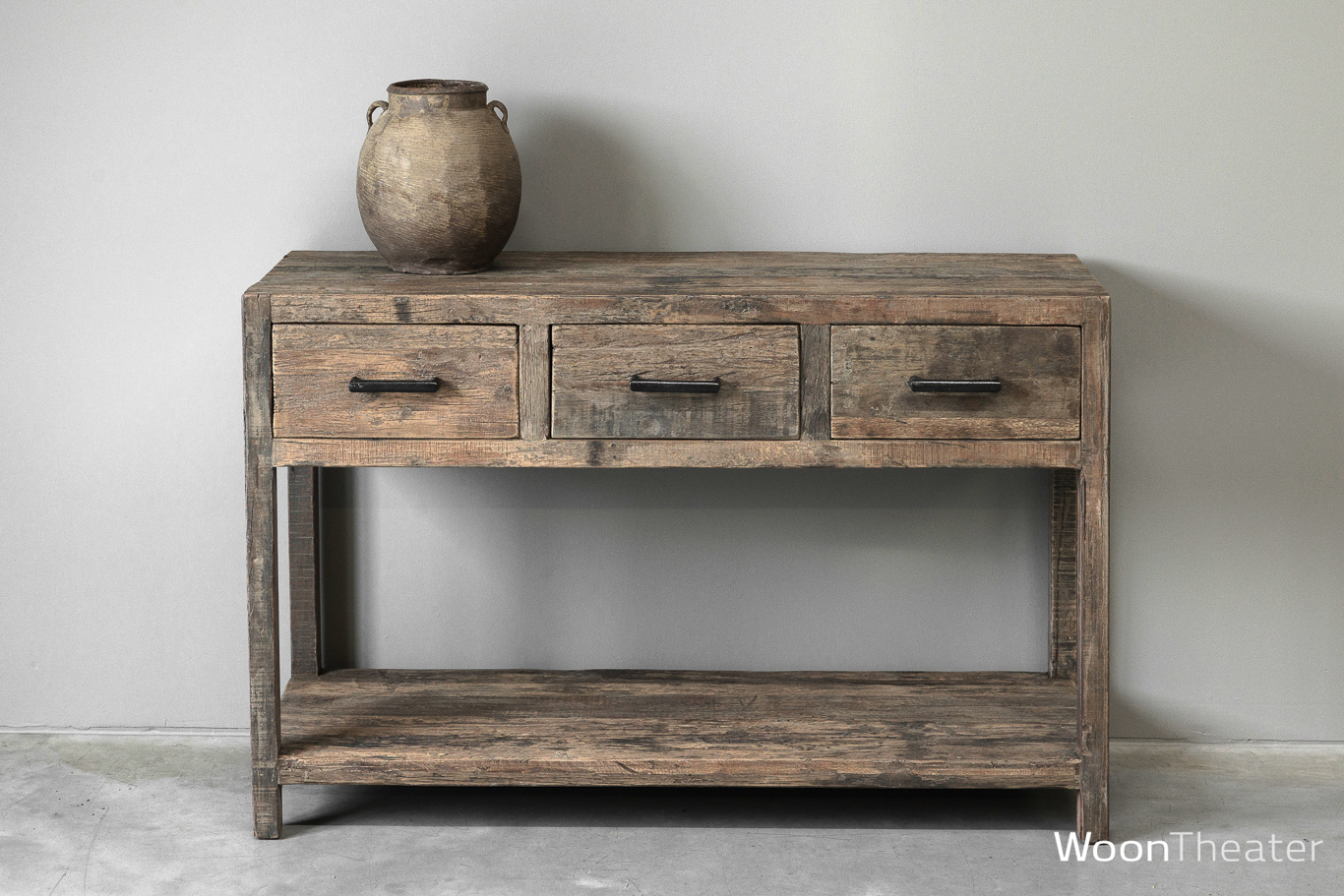 Wandtafel oud hout met 3 lade