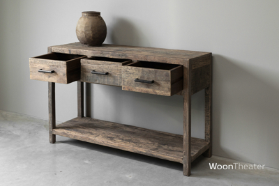 Wandtafel oud hout met 3 lade