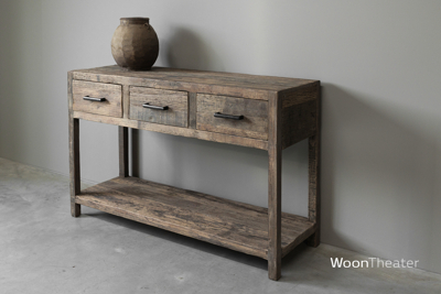 Wandtafel oud hout met 3 lade