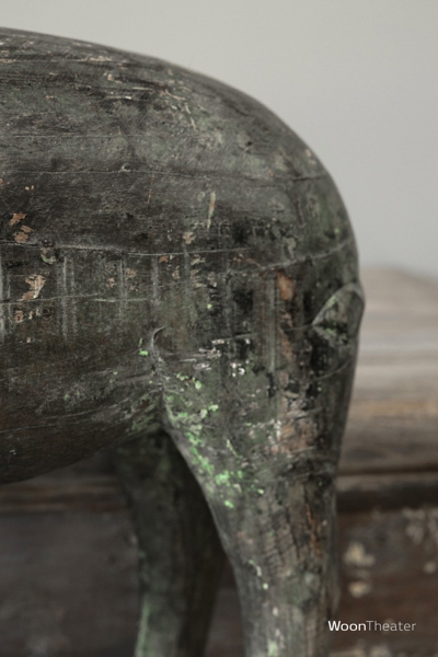 Vintage houten beeld | abstract varken | India