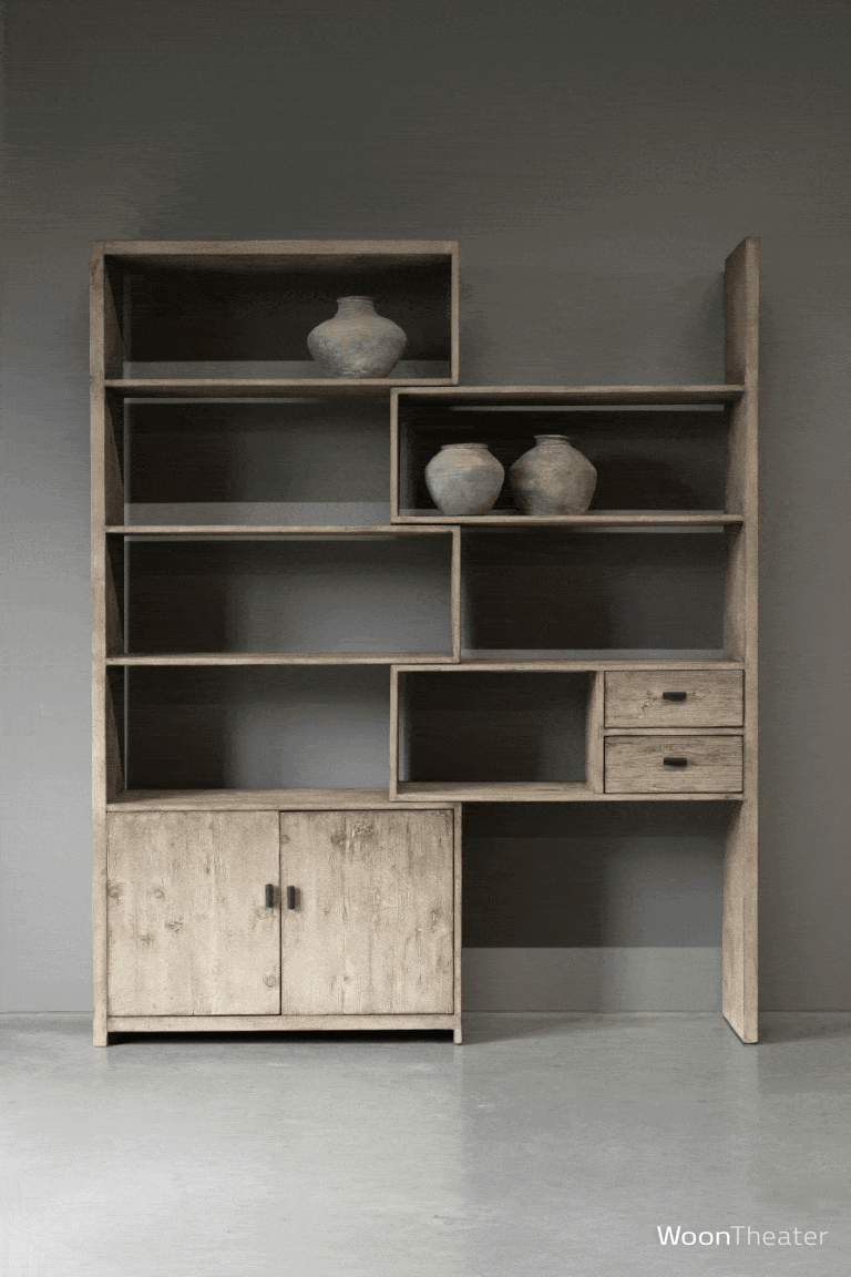 Uitschuif boekenrek | oud rek