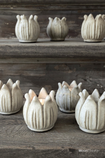 Marmeren kandelaar | Bloem | Handgemaakt