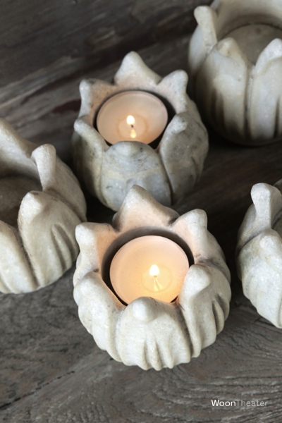 Marmeren kandelaar | Bloem | Handgemaakt