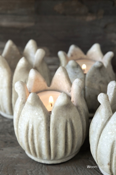 Marmeren kandelaar | Bloem | Handgemaakt