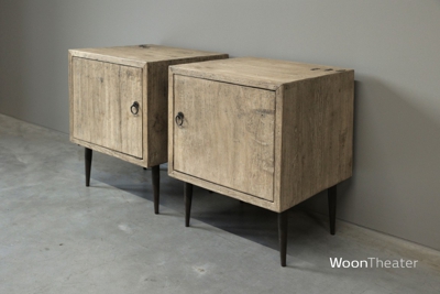 Set/2 nachtkastje oud hout