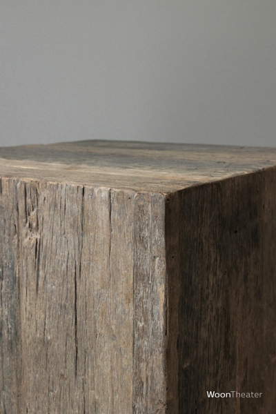 Rustieke oud houten bijzettafel | Kubus